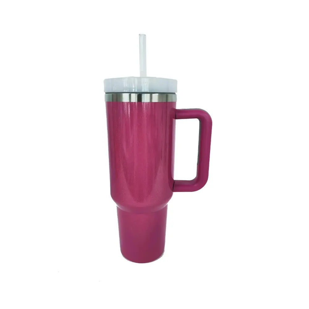 Stainless Steel Tumbler with Handle and Straw – | Shannon’s Chique Boutique