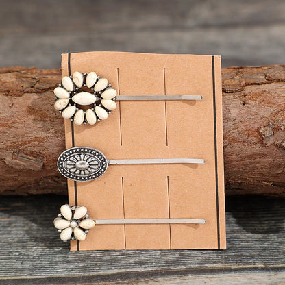 3 PCS/Set Artificial Turquoise Hair Pins - Style D One Size -