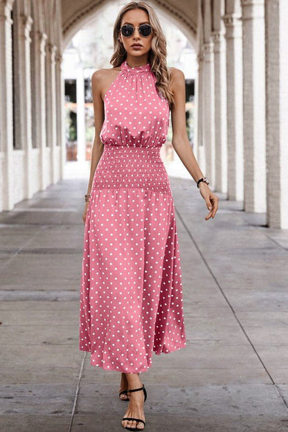 Polka Dot Halter Maxi Dress - Vintage Inspired – | Shannon’s Chique Boutique