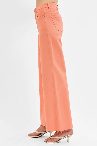 RISEN Full Size Tummy Control High Rise Wide Leg Palazzo Jeans Plus Size - -