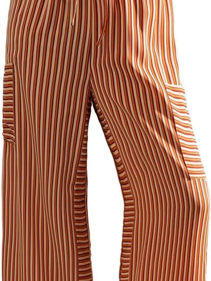 Contrast Striped Wide leg Pants - -