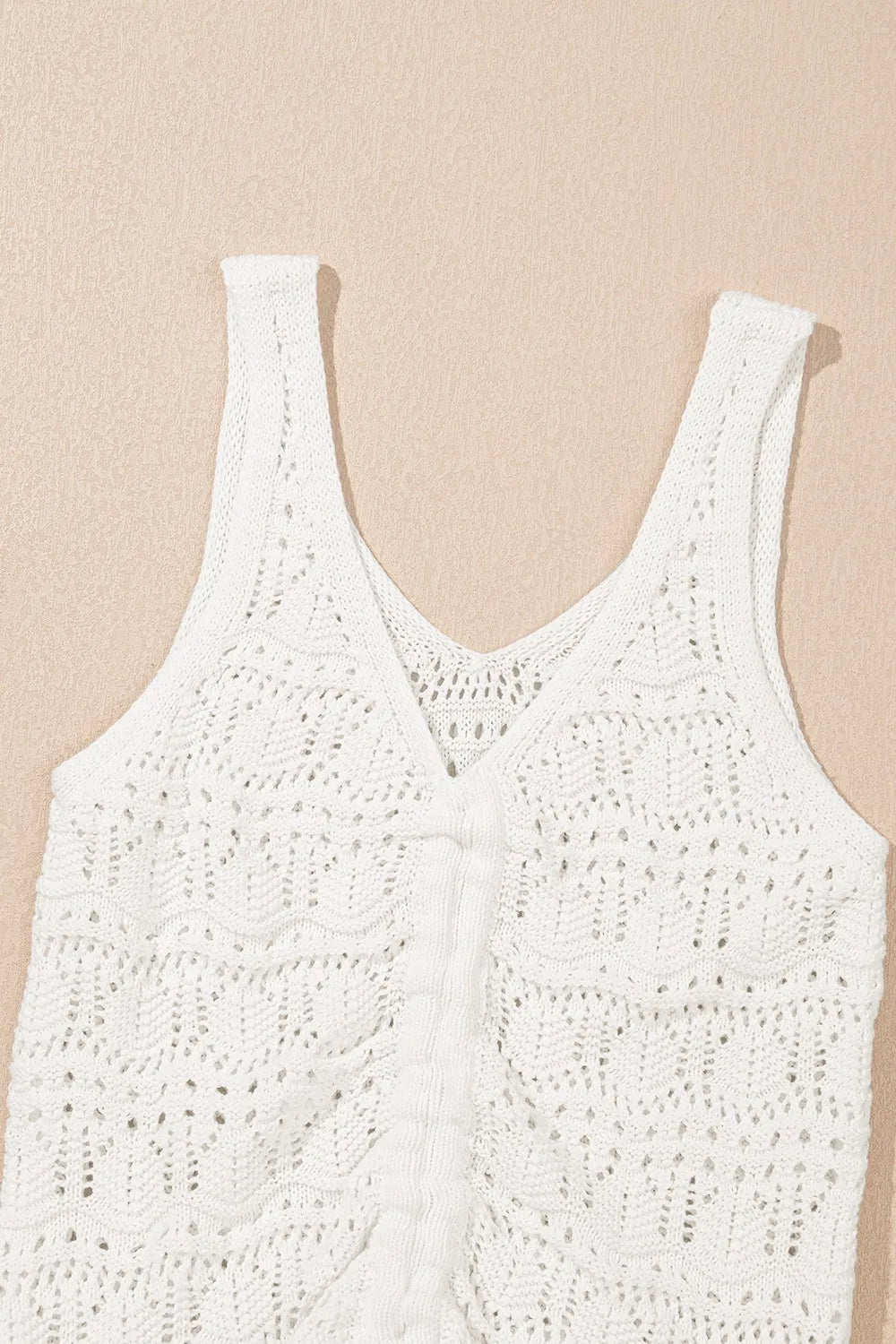 Hollowed Knit V Neck Drawstring Sweater Vest - -