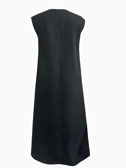 V-Neck Sleeveless Maxi Tank Dress - -