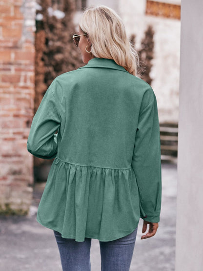 Mandy Collared Neck Long Sleeve Shirt - -