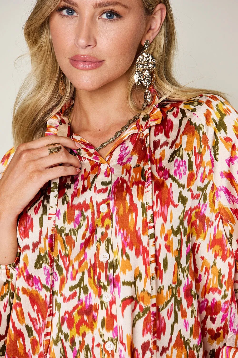 Double Take Full Size Printed Button Up Long Sleeve Shirt – | Shannon’s Chique Boutique