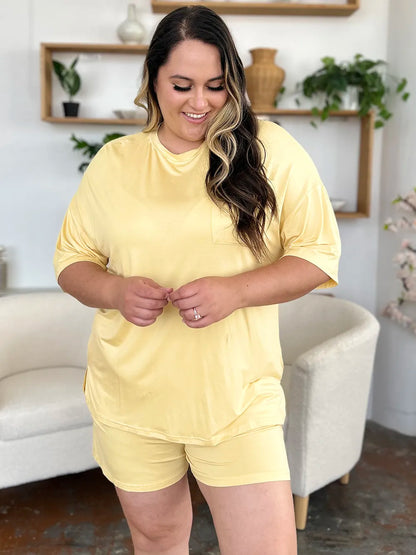 Basic Bae Bamboo Drop Shoulder T-Shirt & Shorts Lounge Set – Pastels & Everyday Neutrals – | Shannon’s Chique Boutique