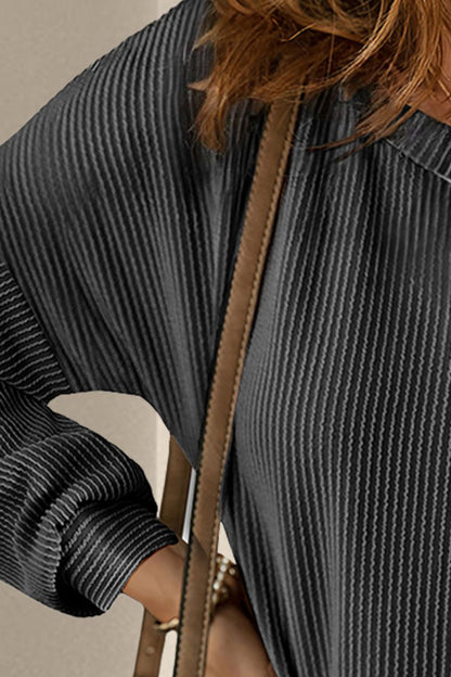 Striped Round Neck Long Sleeve Mini Dress - -