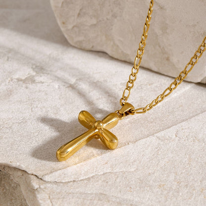 Stainless Steel Cross Necklace - -