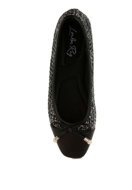 Acino Boucle Pearl Bow Ballet Flats - Chic Slip - On Ballerinas – | Shannon’s Chique Boutique