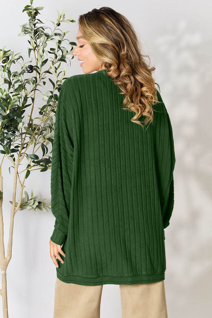Basic Bae Full Size Ribbed Cocoon Cardigan - -