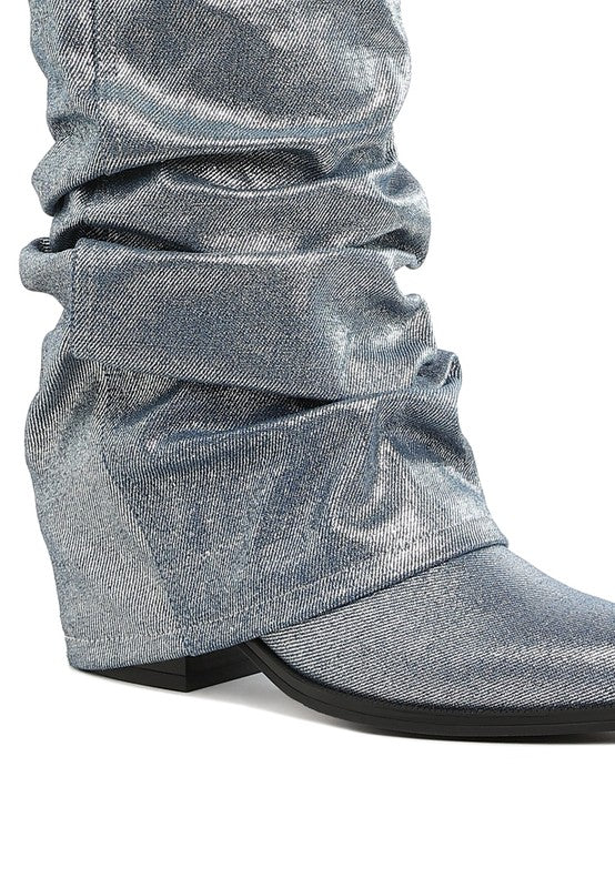 Capella Fold-Over Slouchy Denim Boot - -