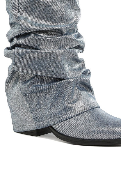 Capella Fold-Over Slouchy Denim Boot - -