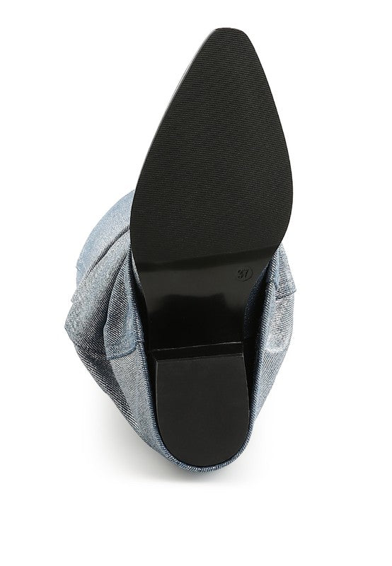 Capella Fold-Over Slouchy Denim Boot - -