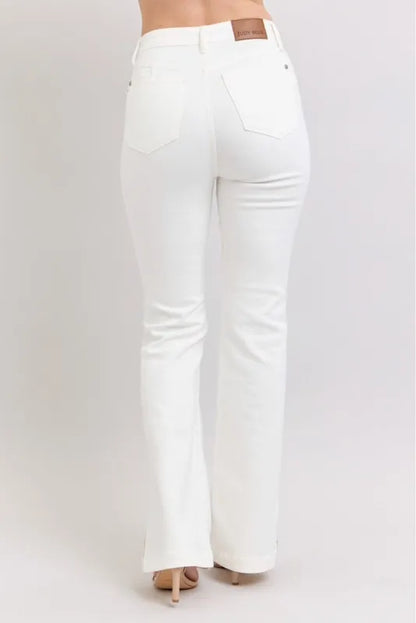 Judy Blue Full Size High Waist Side Slit Slim Bootcut Jeans Plus Size.