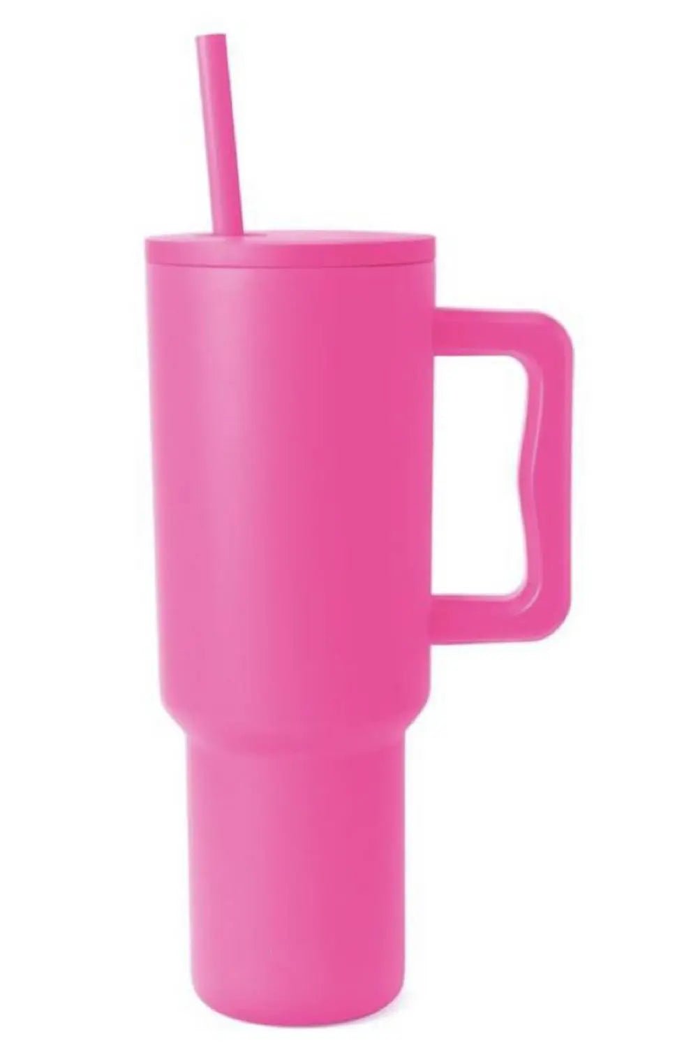 Monochromatic Stainless Steel Tumbler with Matching Straw - Hot Pink One Size -