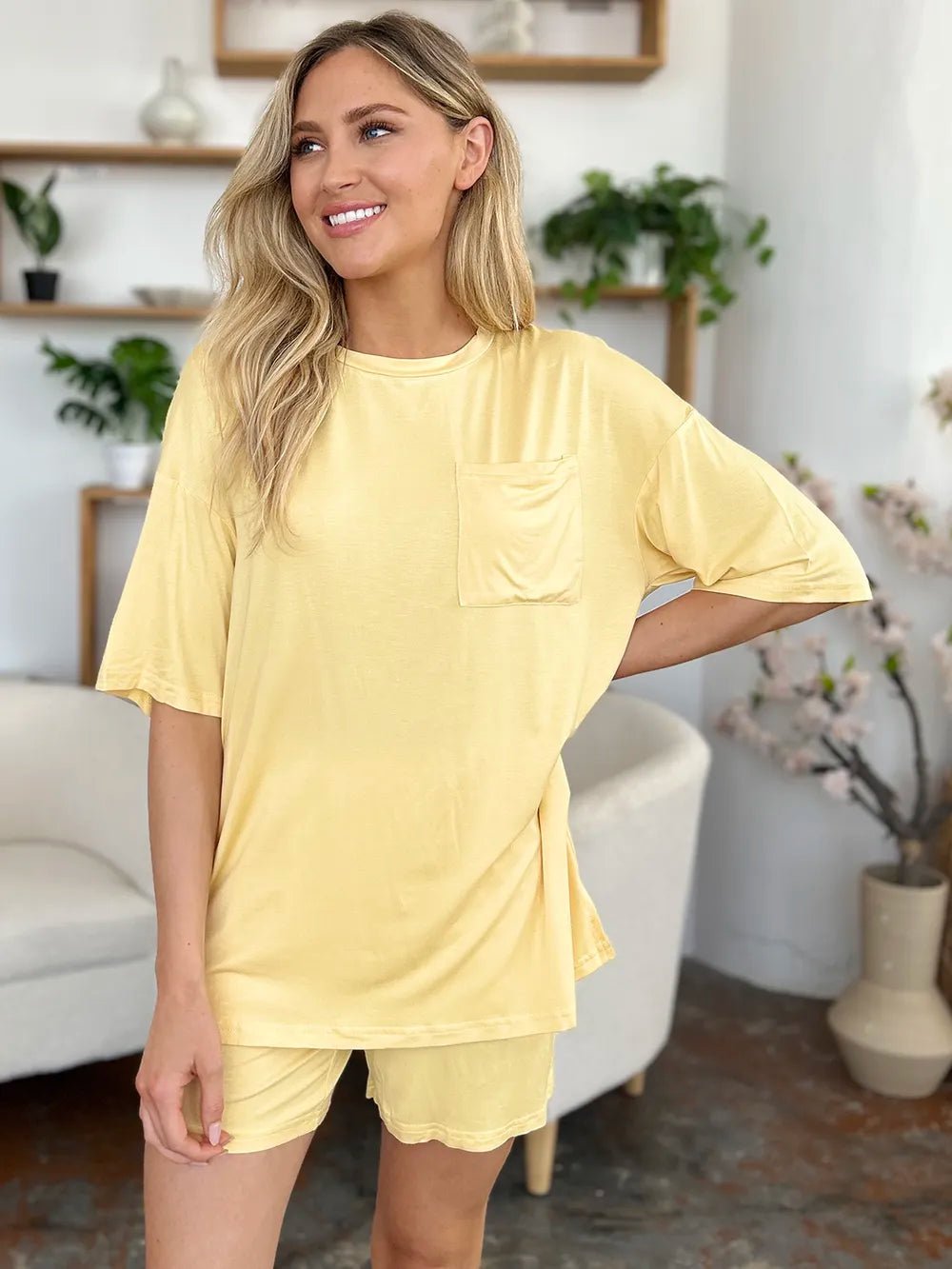 Basic Bae Bamboo Drop Shoulder T-Shirt & Shorts Lounge Set – Pastels & Everyday Neutrals – | Shannon’s Chique Boutique