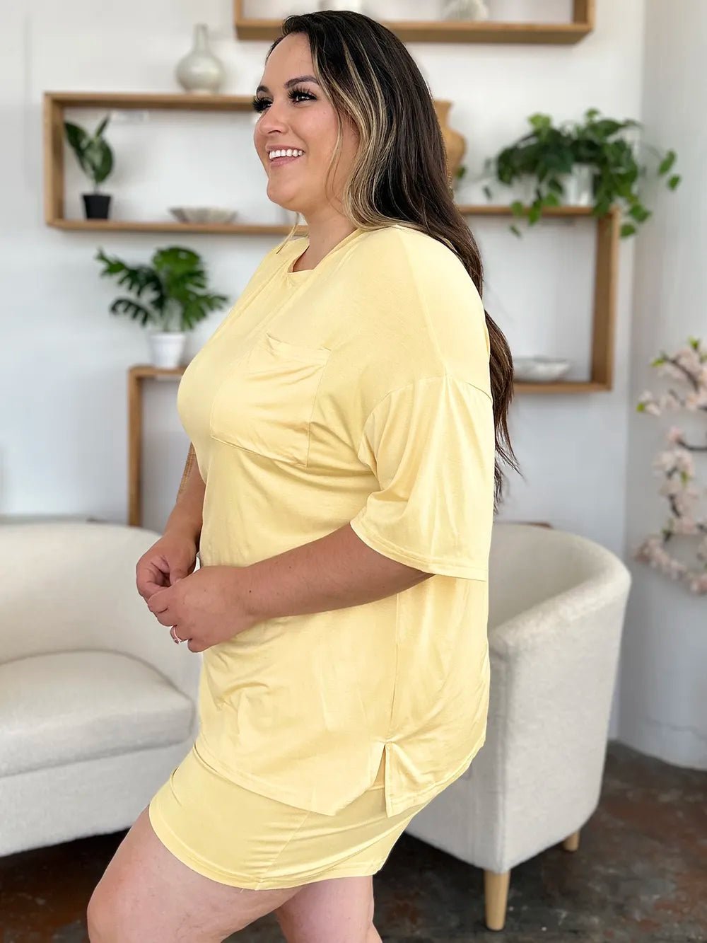 Basic Bae Bamboo Drop Shoulder T-Shirt & Shorts Lounge Set – Pastels & Everyday Neutrals – | Shannon’s Chique Boutique