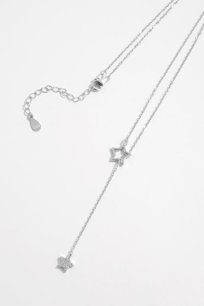 925 Sterling Silver Zircon Star Drop Necklace