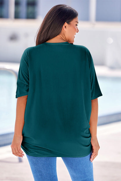 Plus Size Ribbed Cocoon Cover Up - -