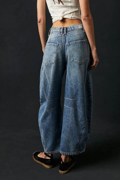 Wide Leg Jeans with Pockets - -