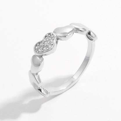 925 Sterling Silver Inlaid Zircon Heart Ring