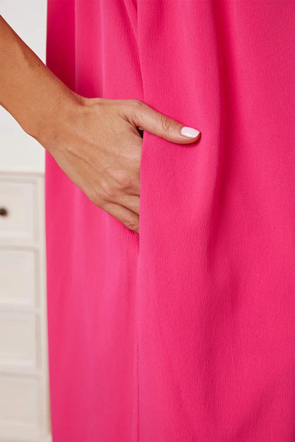 Double Take Full Size Ruffle Trim Tie Back Cami Jumpsuit with Pockets - -