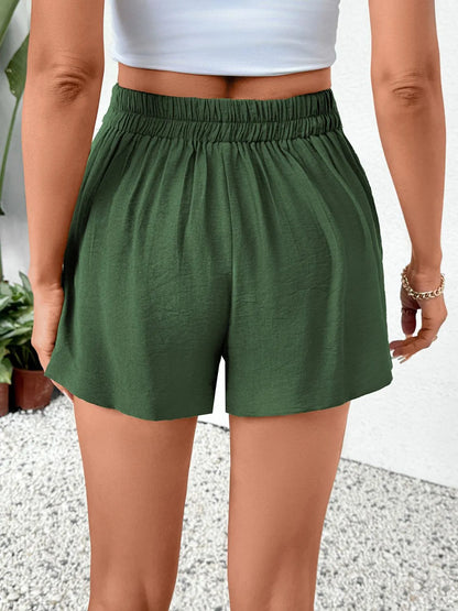 Pleated Detail Shorts with Pockets - -