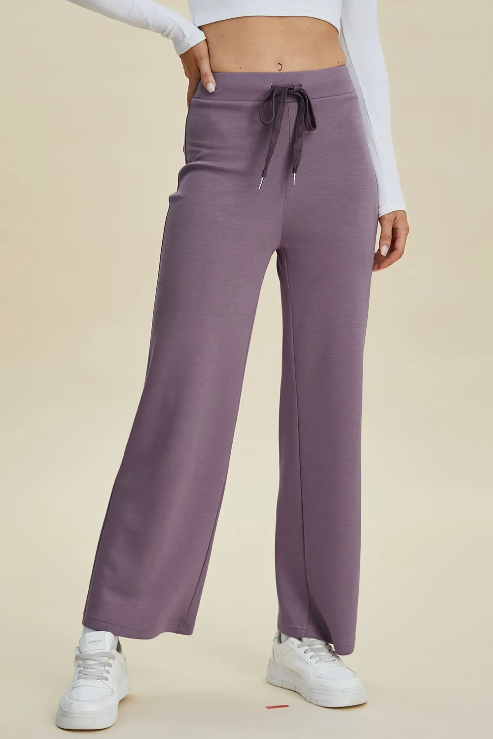 Basic Bae Full Size Air Scuba Drawstring Wide Leg Pants - Mauve -