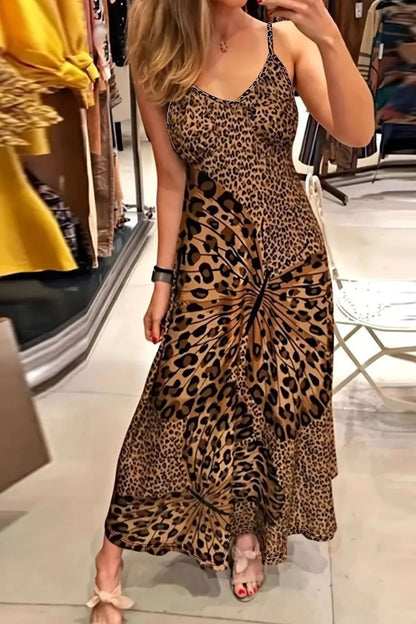 Butterfly Leopard Maxi Cami Dress - Leopard -