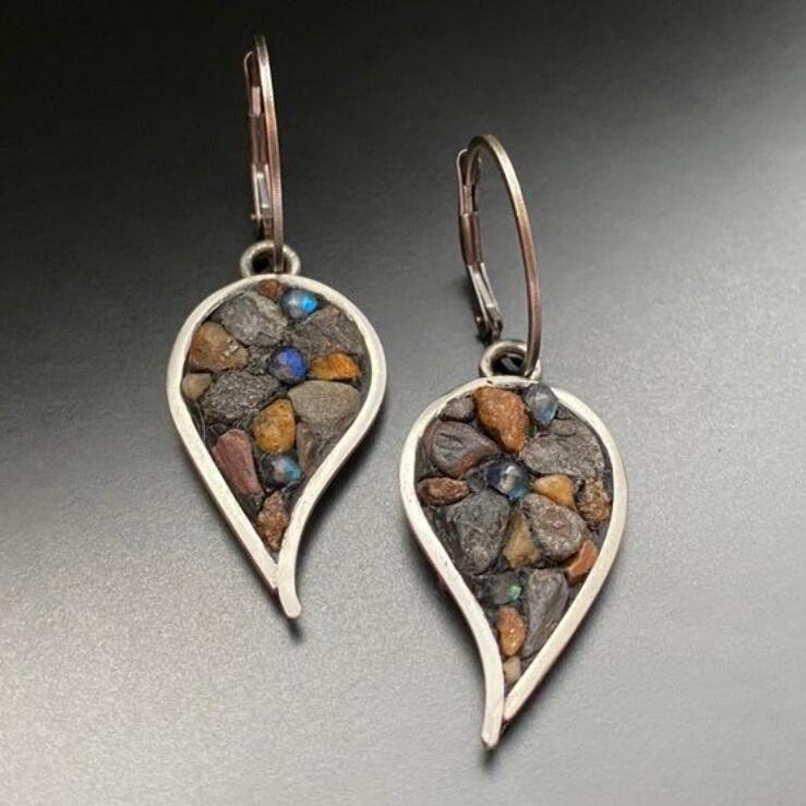 Natural Stone Dangle Earrings - -