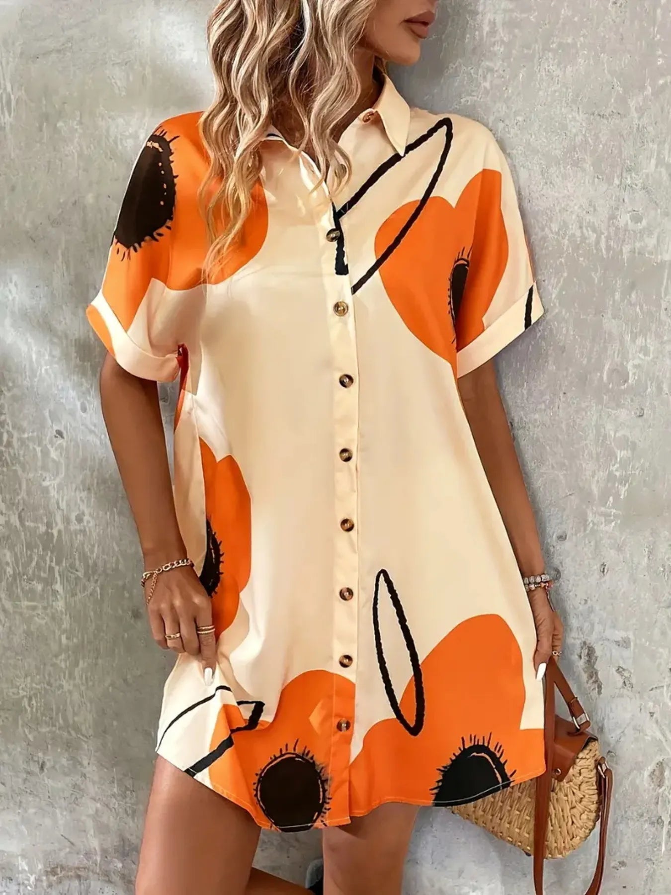 Printed Button - Front Shirt Dress – | Shannon’s Chique Boutique