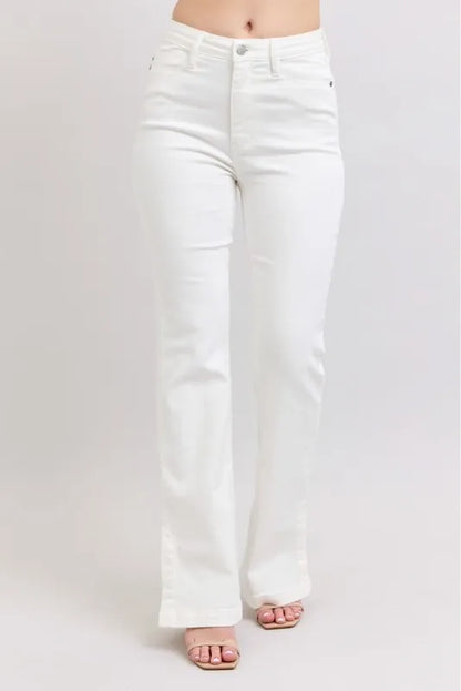 Judy Blue Full Size High Waist Side Slit Slim Bootcut Jeans Plus Size.
