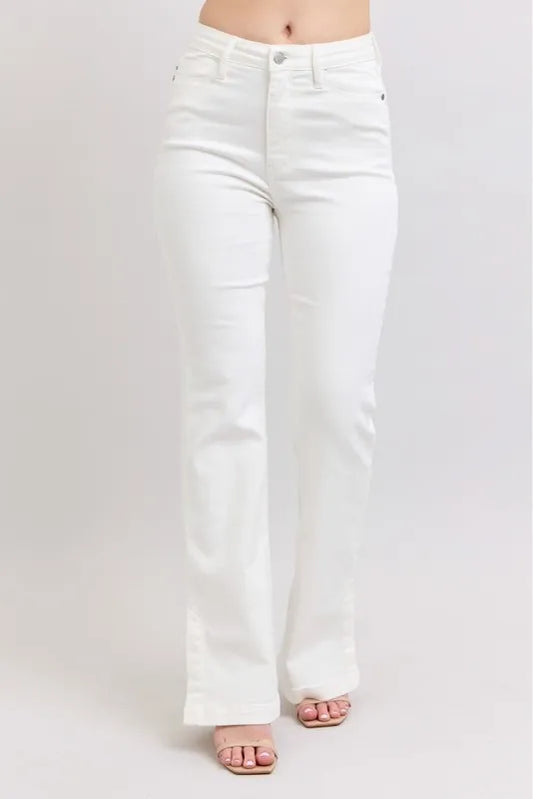 Judy Blue Full Size High Waist Side Slit Slim Bootcut Jeans Plus Size.