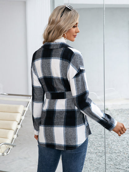 Plaid Button Up Long Sleeve Shacket