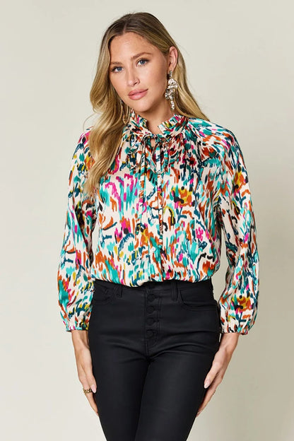 Double Take Full Size Printed Button Up Long Sleeve Shirt – | Shannon’s Chique Boutique