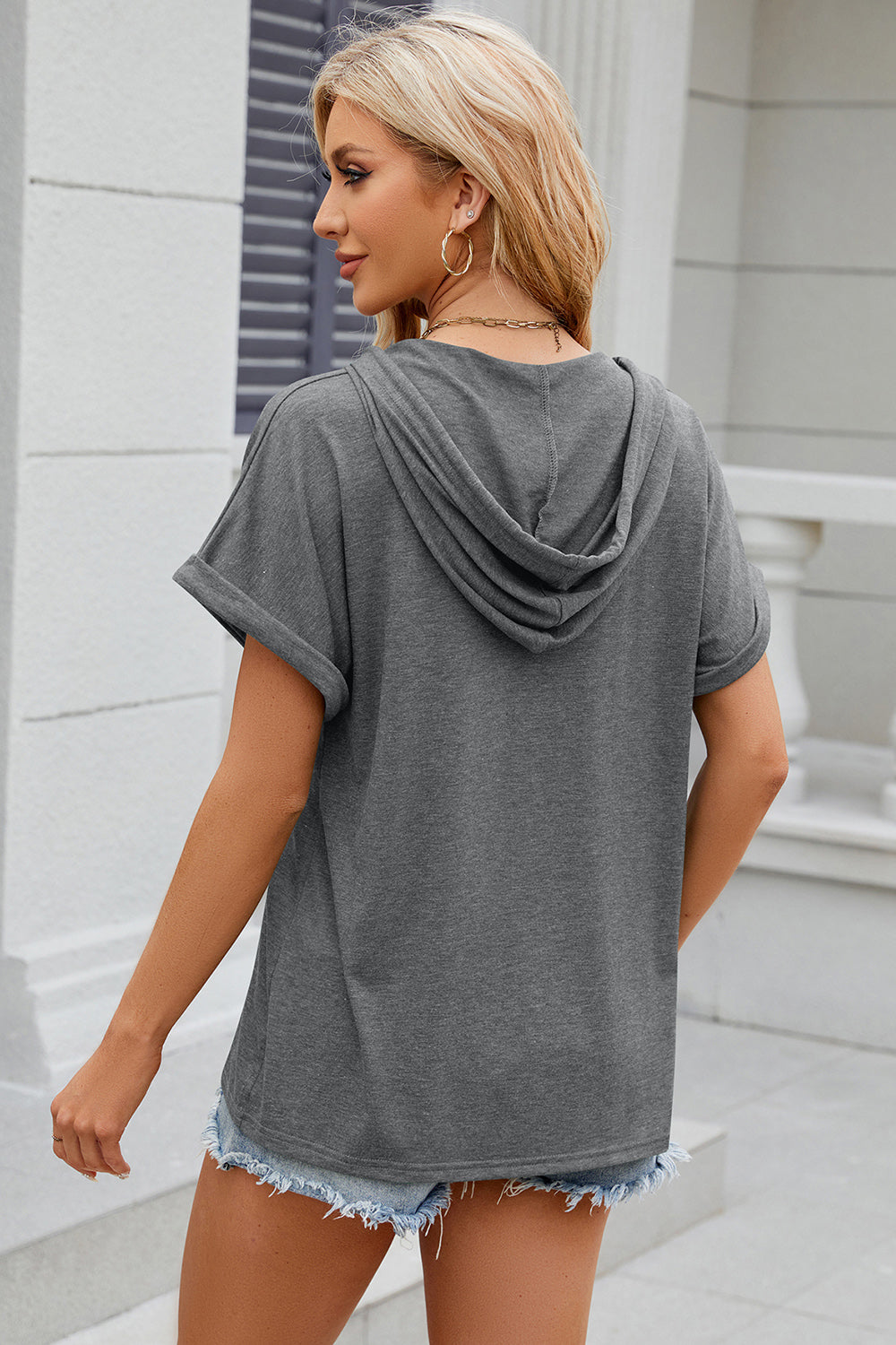 Florira Hooded Short Sleeve T-Shirt - -
