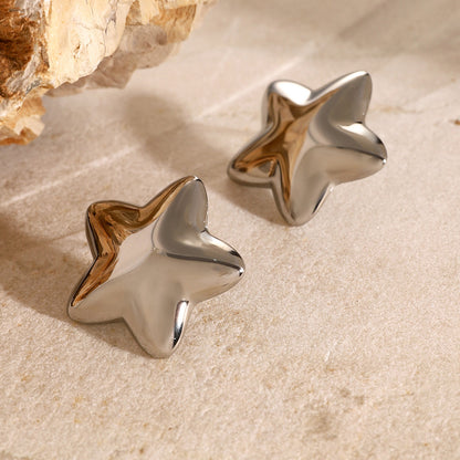 Stainless Steel Star Stud Earrings