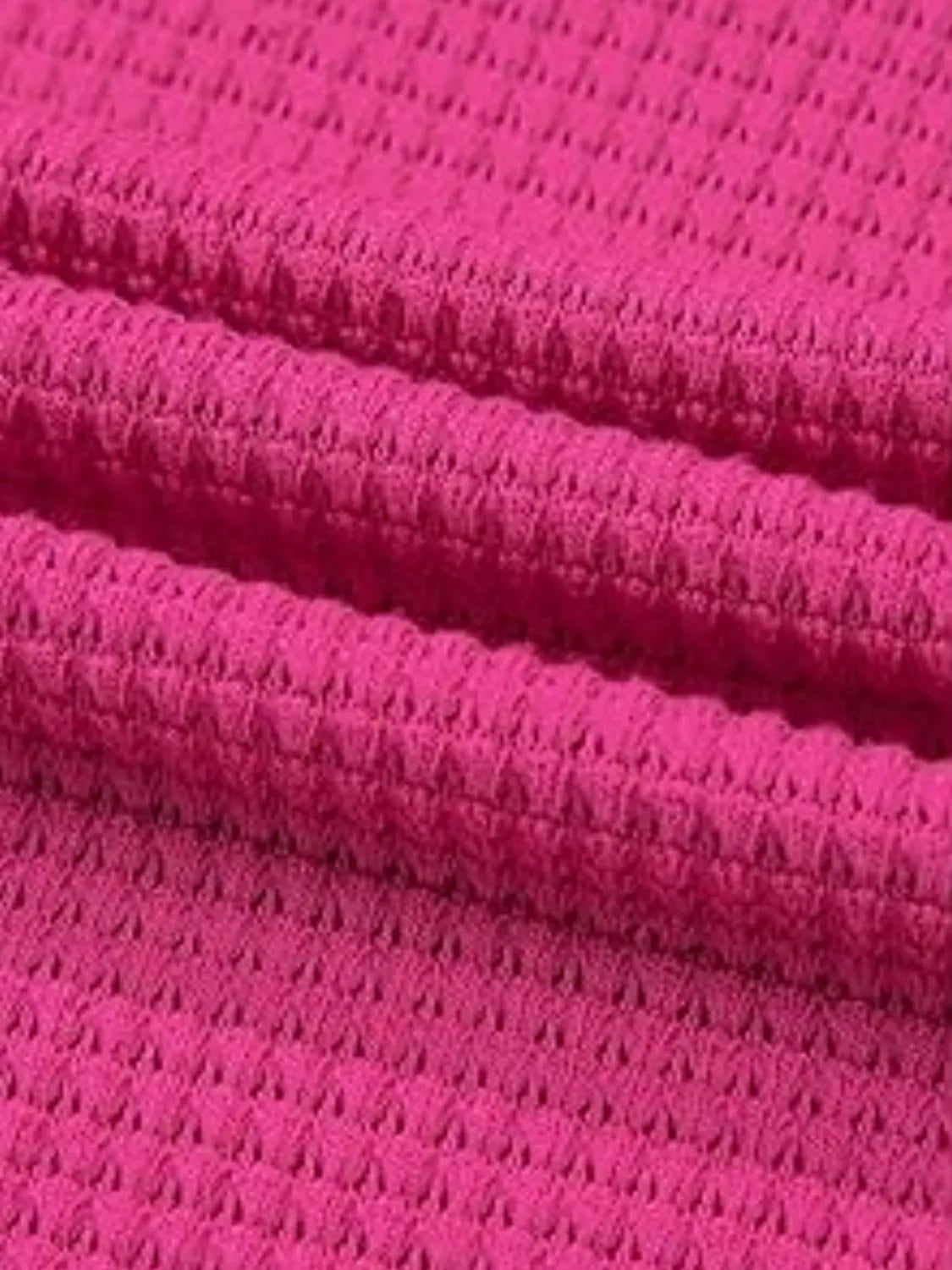 Drawstring Waffle-Knit Short Sleeve Hooded Top - -