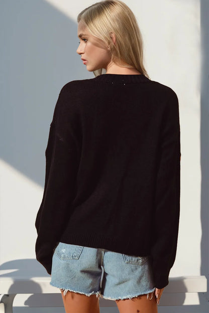 Double Take Full Size Pumpkin Button Up Long Sleeve Cardigan - -