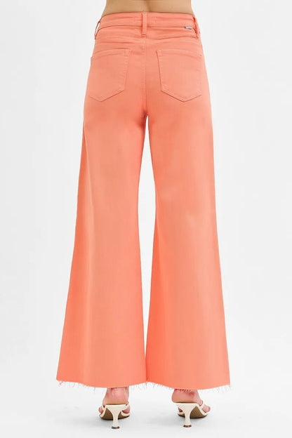 RISEN Full Size Tummy Control High Rise Wide Leg Palazzo Jeans Plus Size - -