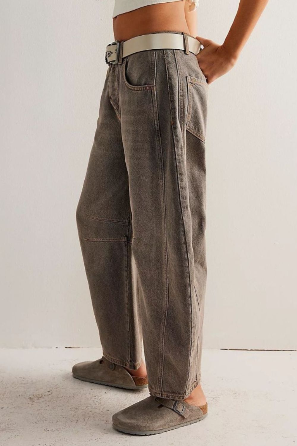 Wide Leg Jeans with Pockets - -