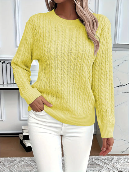 Cable Knit Round Neck Sweater – | Shannon’s Chique Boutique