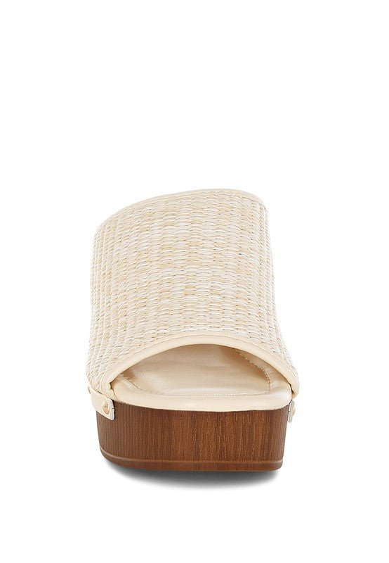Marengo Raffia Wooden Clogs - -