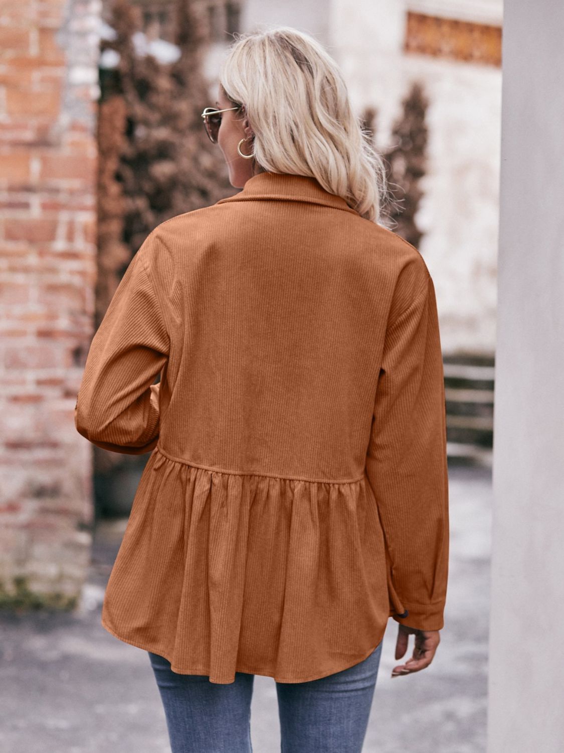 Mandy Collared Neck Long Sleeve Shirt - -