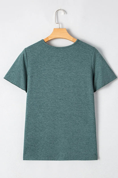 V-Neck Short Sleeve T-Shirt - -