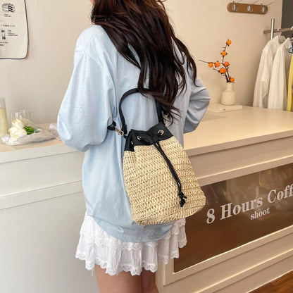 Limoncello Days – Raffia Bucket Crossbody - -