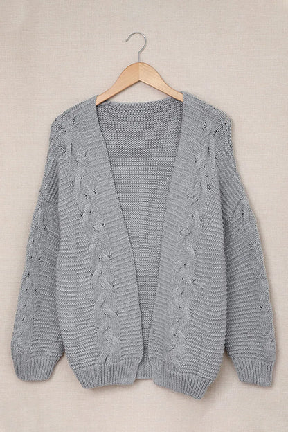 Cable - Knit Open Front Cardigan - Cozy Knitwear – | Shannon’s Chique Boutique