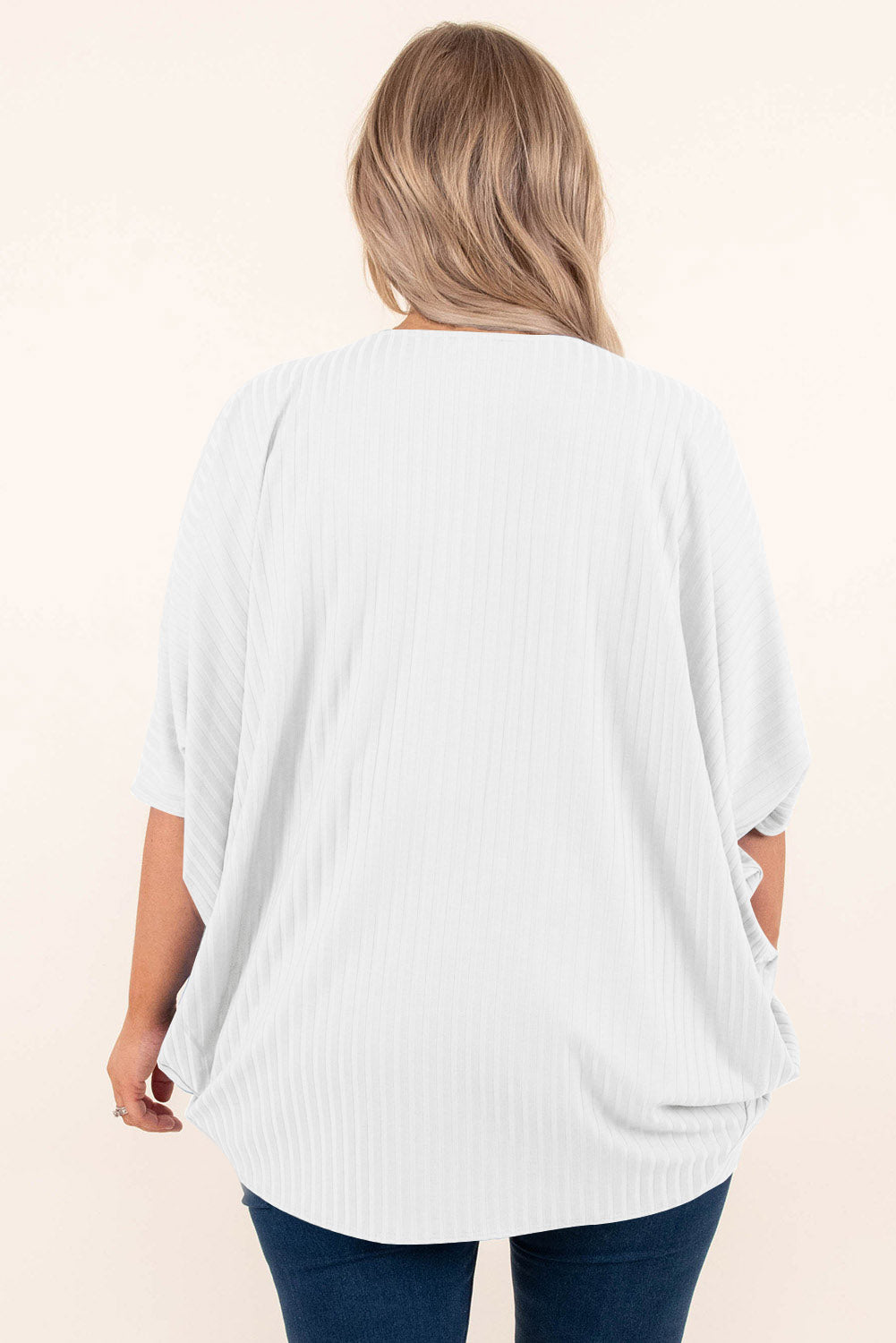 Plus Size Ribbed Cocoon Cover Up - -