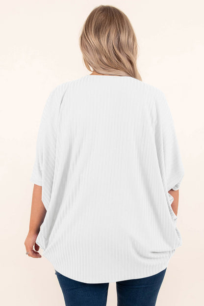Plus Size Ribbed Cocoon Cover Up - -