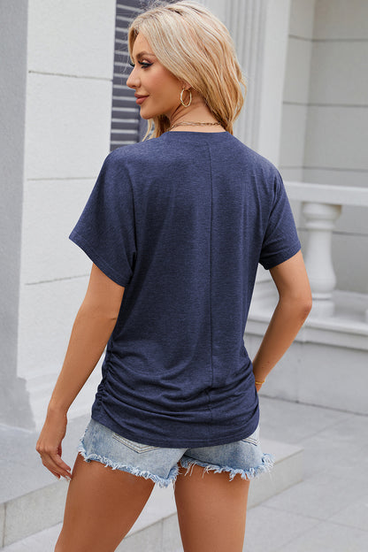 Round Neck Flutter Sleeve T-Shirt